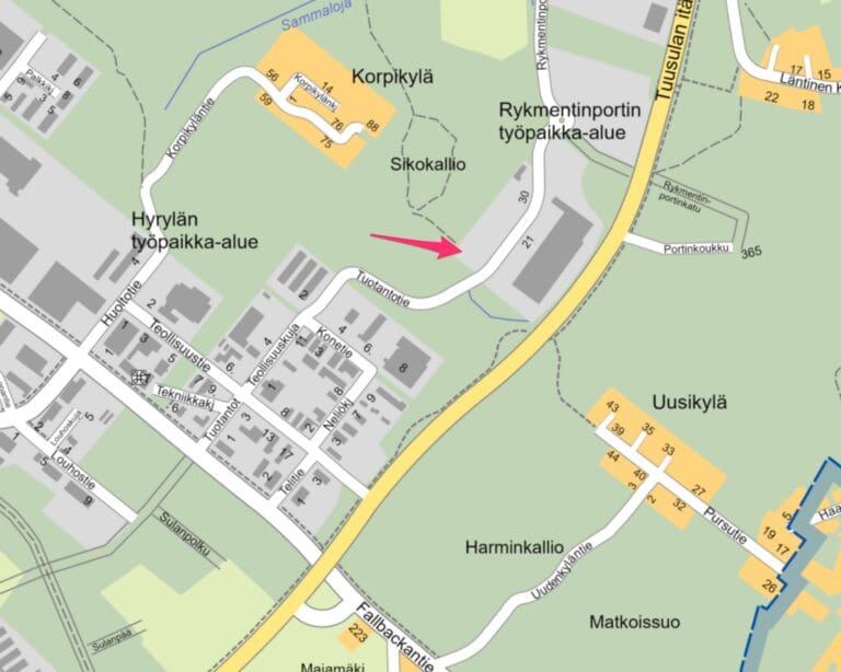Rykmentin hallin sijainti kartalla